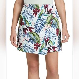 Lady Hagen Green, Blue, And Red Tropical Flower Faux Wrap Style Skort Size 10